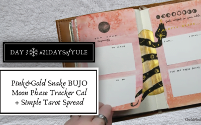 Pink & Gold Snake Bullet Journal Lunar Moon Phase Tracker Calendar + Tarot Spread