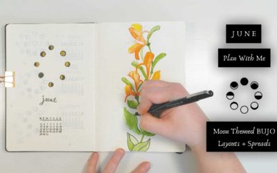 June Honeysuckle Plan With Me | Moon Themed BUJO Layouts & Spreads