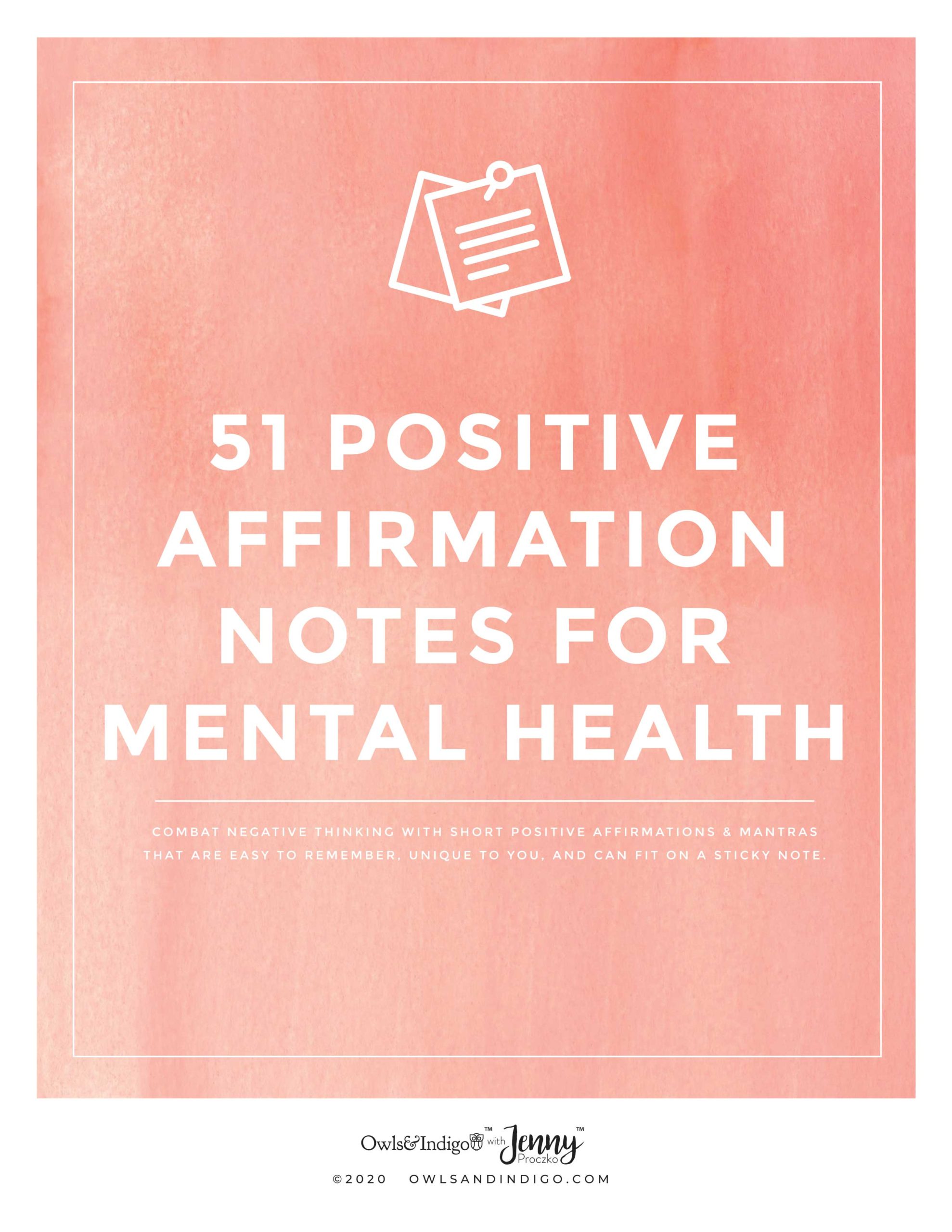 51 Positive Affirmations Mantras For Mental Health FREE Printable
